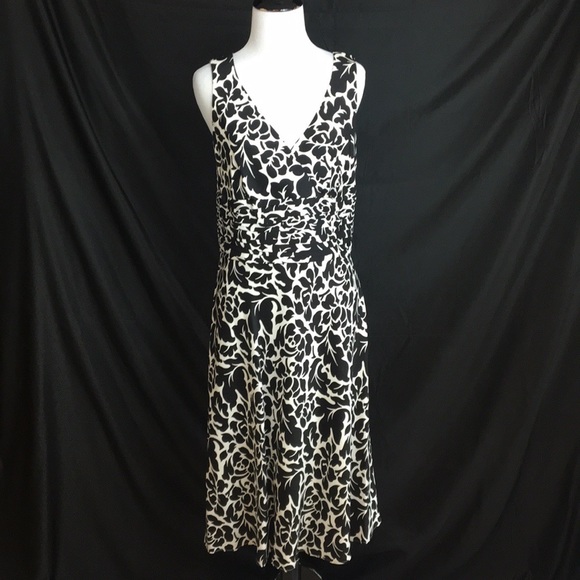 Harold’s black and white silk print dress size 6 - Picture 1 of 7